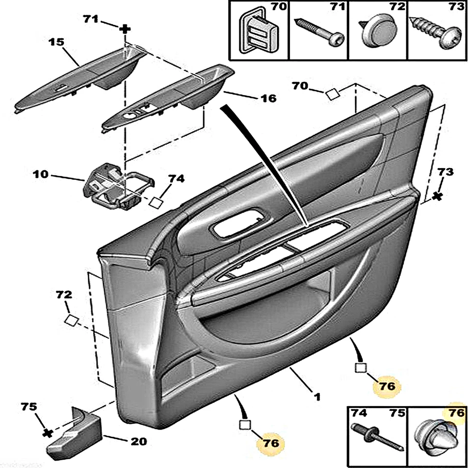 NEUFU 10 X Clips Garniture Intérieur Fastener Panneau Porte Pr Peugeot 206 207 307 1007