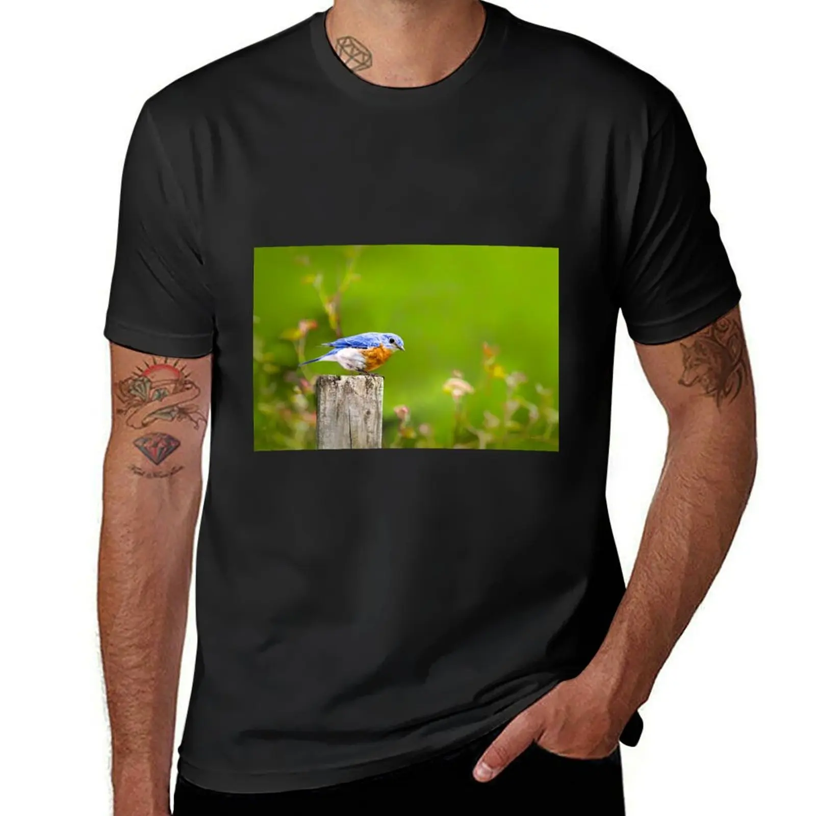 

Spring Bluebird T-shirt blacks plus sizes men t shirt