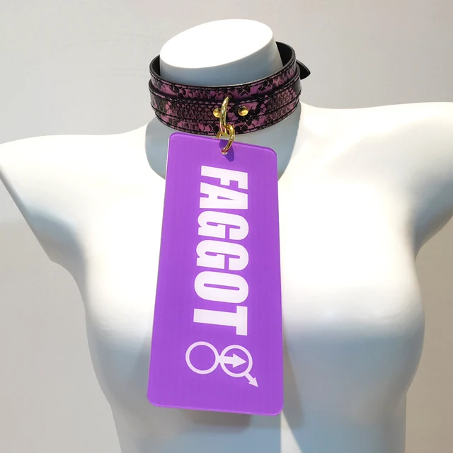 Sexy Necklace Collar Dog Tag Bdsm Cosplay Men Women Slave Tag  