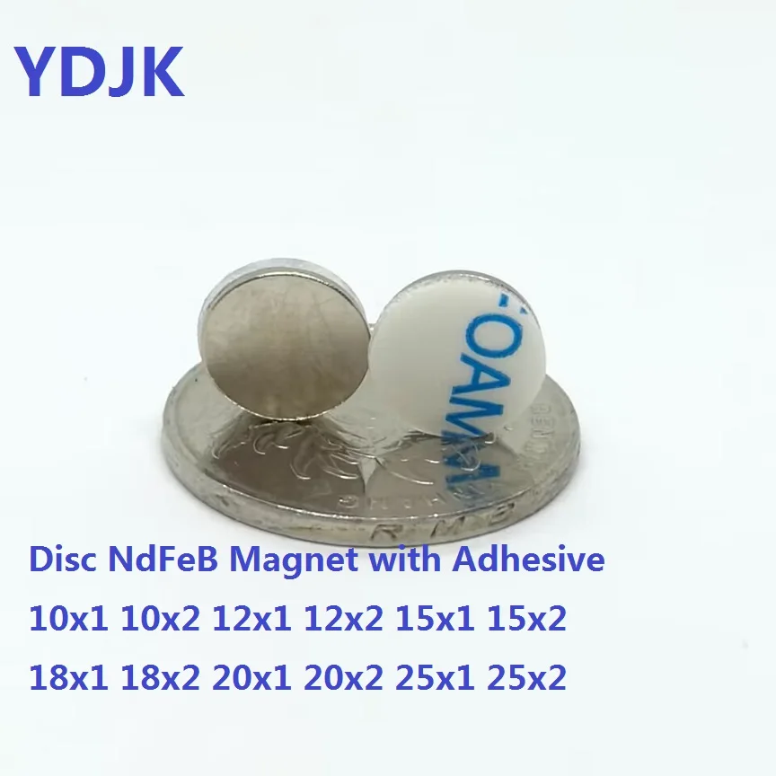 Neodymium Magnets Self Adhesive Magnets Adhesive Magnetic Sheets 10PCS/LOT Disc NdFeB Magnet 10*1 12*1 15*1 18*1 20*1 25*1 Belt With PE Self-adhesive N35 10X2 12X2 15X2 18X2 20X2 25X2