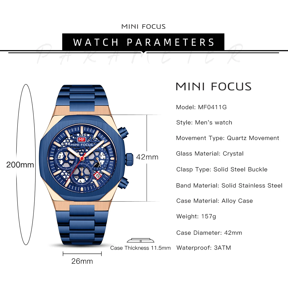 MINI FOCUS Quarzuhr für Herren, wasserdicht_voghion.com