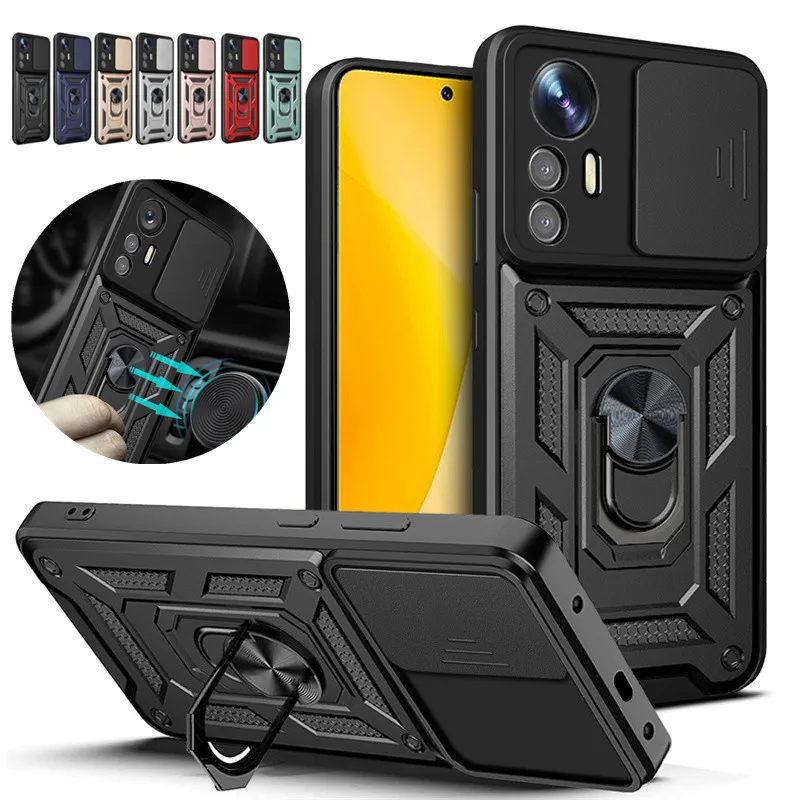 

Противоударный армированный чехол для камеры-слайдера Xiaomi Mi 12 Lite, автомобильный магнитный держатель с кольцом, защитная задняя крышка для Xiaomi 12 Lite Mi12Lite