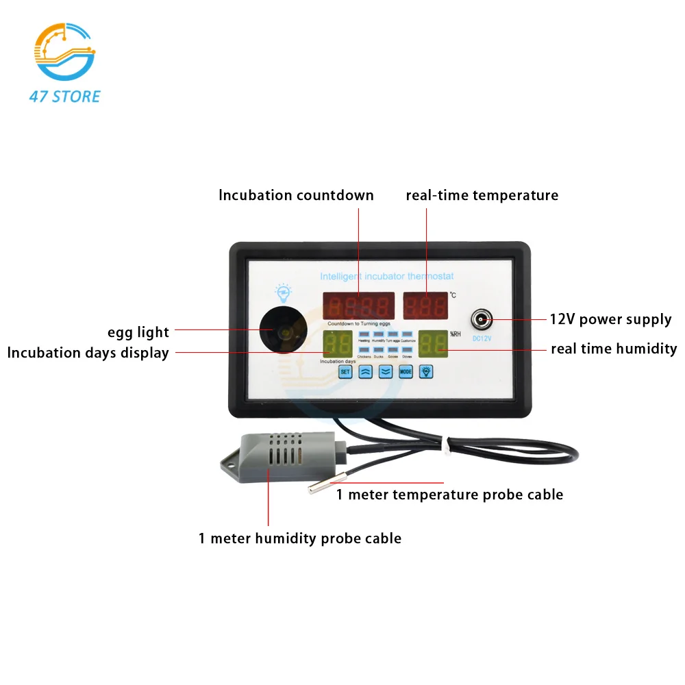 Termostato Inteligente Digital W9002 W9005 Termostato Incubadora de Controle Umidade Temperatura 360 Ovo Automático Girando Ac110220v - Image 5