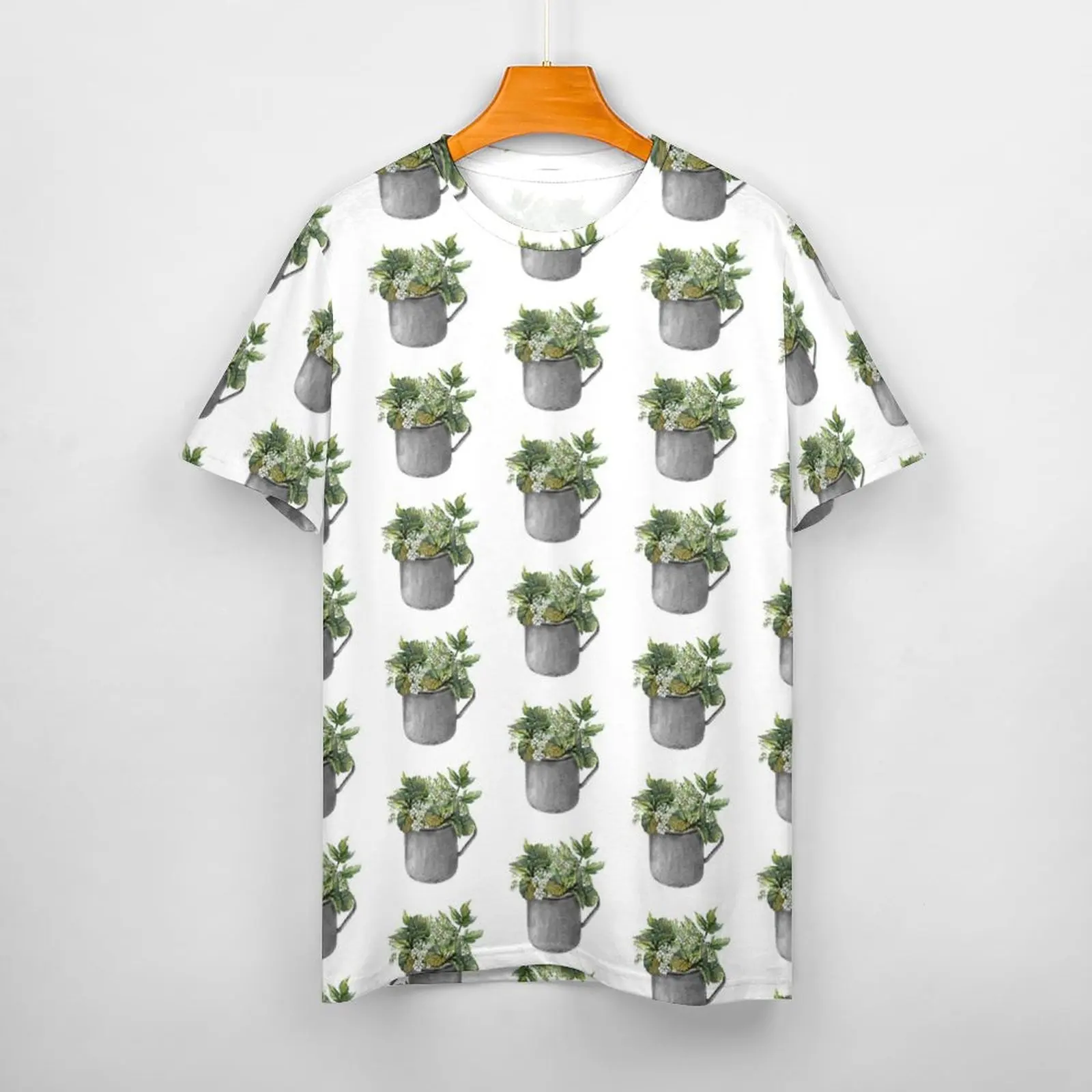 

Student Cotton T-shirt Kawaii Mug with Green Forest Growth Woman Shirts