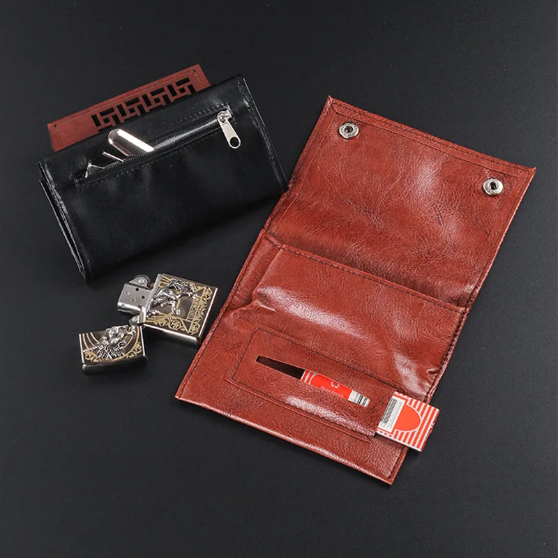 Custodia per tabacco in pelle PU Custodia per portafoglio Borsa per tabacco Custodia per erbe Borsa portatile per pipa da fumo Borsa per carta da rotolamento per sigarette - immagine 2