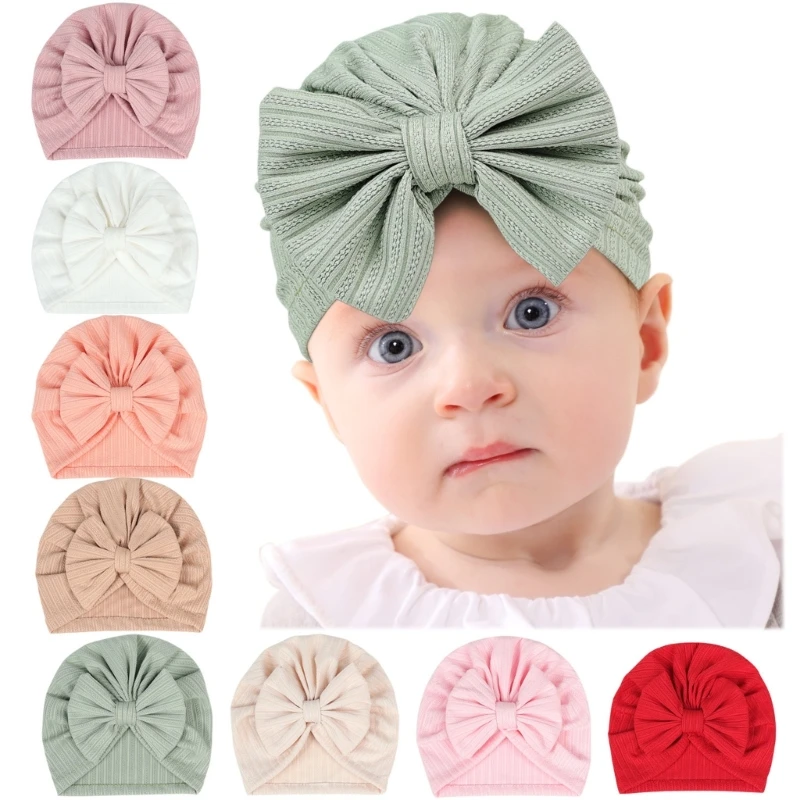 Baby Bowknot Hat Infant Soft Beanie Hat Turban Cap Universal Baby Head Accessory