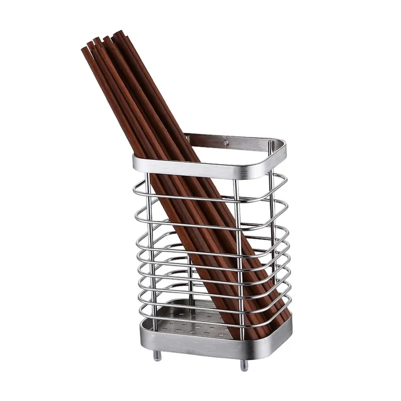 Kitchen Stainless Steel Rectangular Hanging Utensil Drying Rack Home Chopsticks Spoons Drainer Basket Flatware Storage Drainer 6
