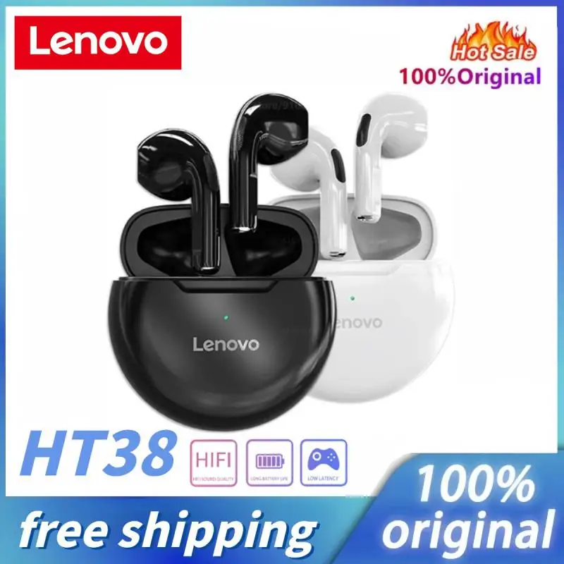 Беспроводные наушники Lenovo HT38, TWS, Bluetooth 2024, HiFi, спортивные наушники с шумоподавлением, оригинальные наушники-вкладыши с сенсорным управлением, 5,0