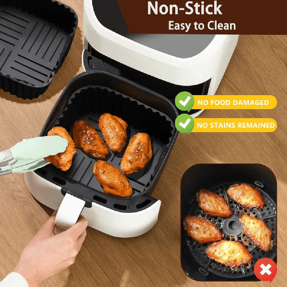 Versatile Reusable Silicone Air Fryer Liner - Square for Easy Cleaning and Multi-Use Cooking