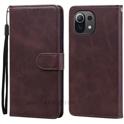 Leather Wallet Flip Case with Multifunctional Features and Elegant Design for Mi 11 (Coffee)
