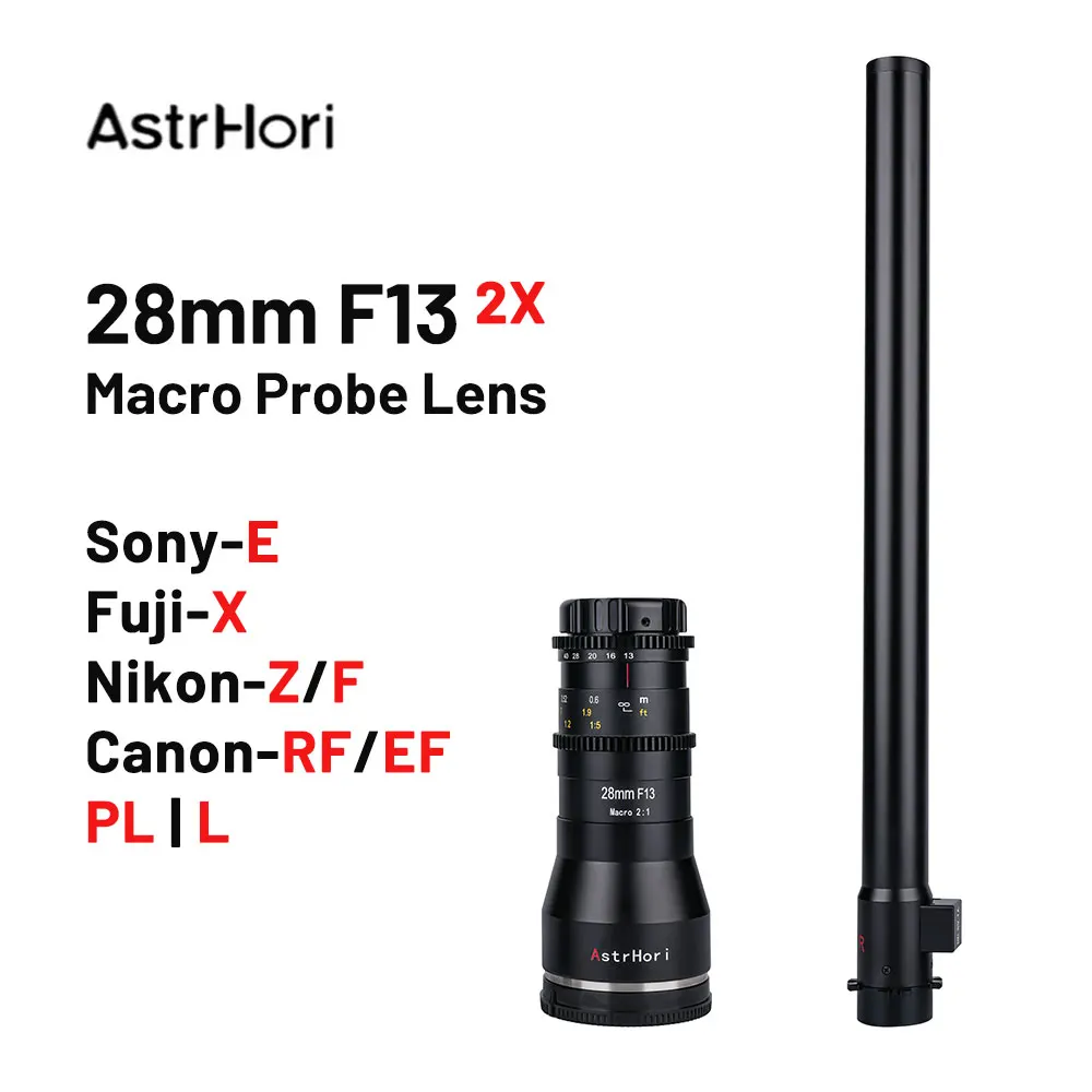 Astrhori 28Mm F13 2X Obiettivo Sonda Macro Full Frame Impermeabile Per Fotocamere Sony E Fuji X Nikon Z F Canon Rf Ef L Pl Mount