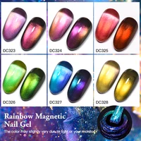 8Pcs/Set Rainbow Glitter Cat Magnetic Nail Gel Set Polish Snowlight Semi Permanent Soak Off Sparkling Art Nail Varnish Kit 2