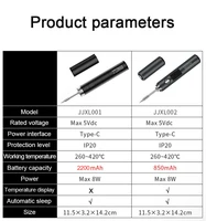 Fer à souder USB 5V 8W avec batterie au lithium, outils de soudage de réparation portables, fer à souder électrique, station de soudage, fil à souder 3
