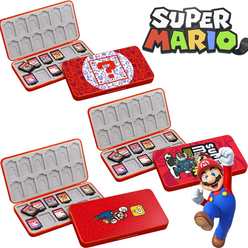 Scatola Portaoggetti Per Carte Da Gioco Super Mario Switch Per Nintendo Switch Ns/Oled/Lite Anime Magnetic 24 In1 Custodia Protettiva In Silicone
