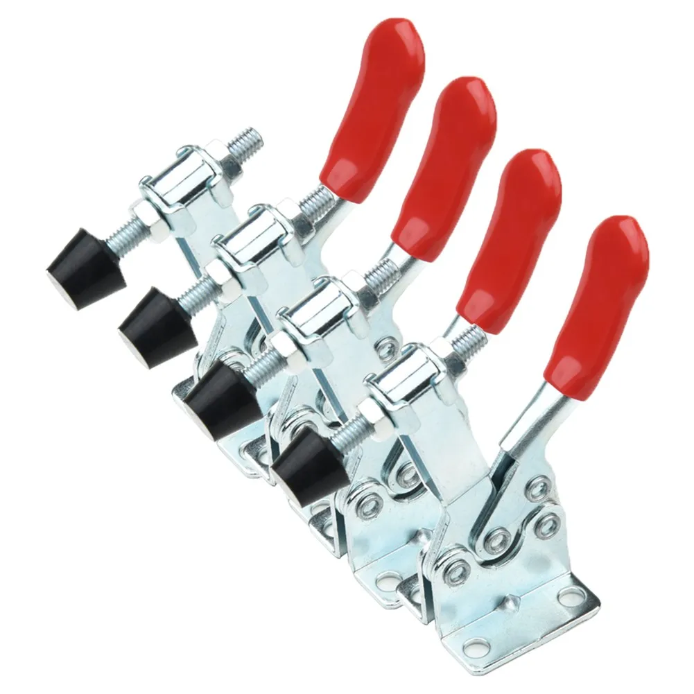 

4pcs/set GH-201B Red Toggle Clamp Horizontal Clamp 100kg Fast Release Locking Lever Fastener Hand Heavy Duty Tools