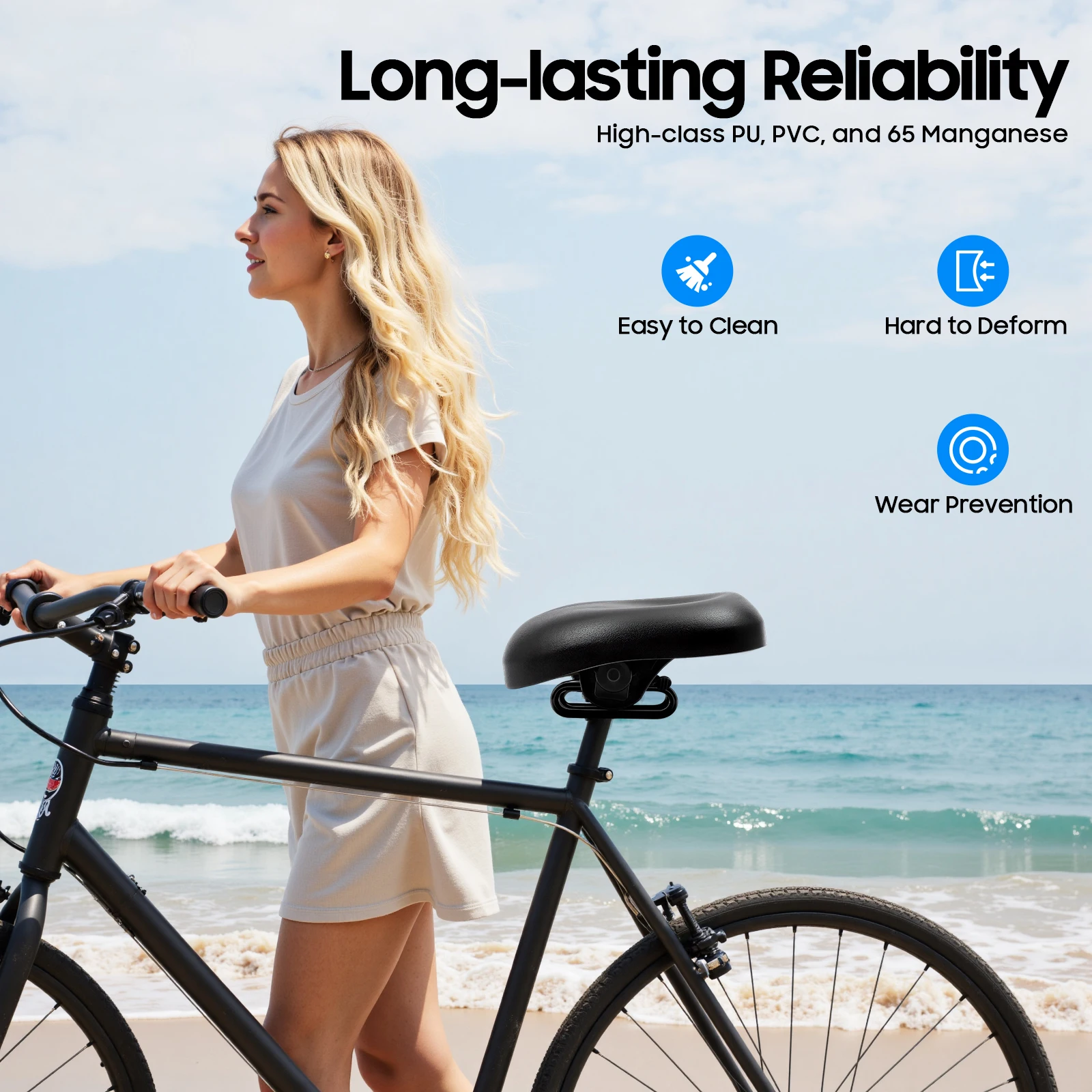 Fahrradsattel, nasenloser Fahrradsitz, bequemer Fahrradsattel, ergonomisches Design, breites Kissen für Männer und Frauen, Rennrad, Mountainbike – Detail 3