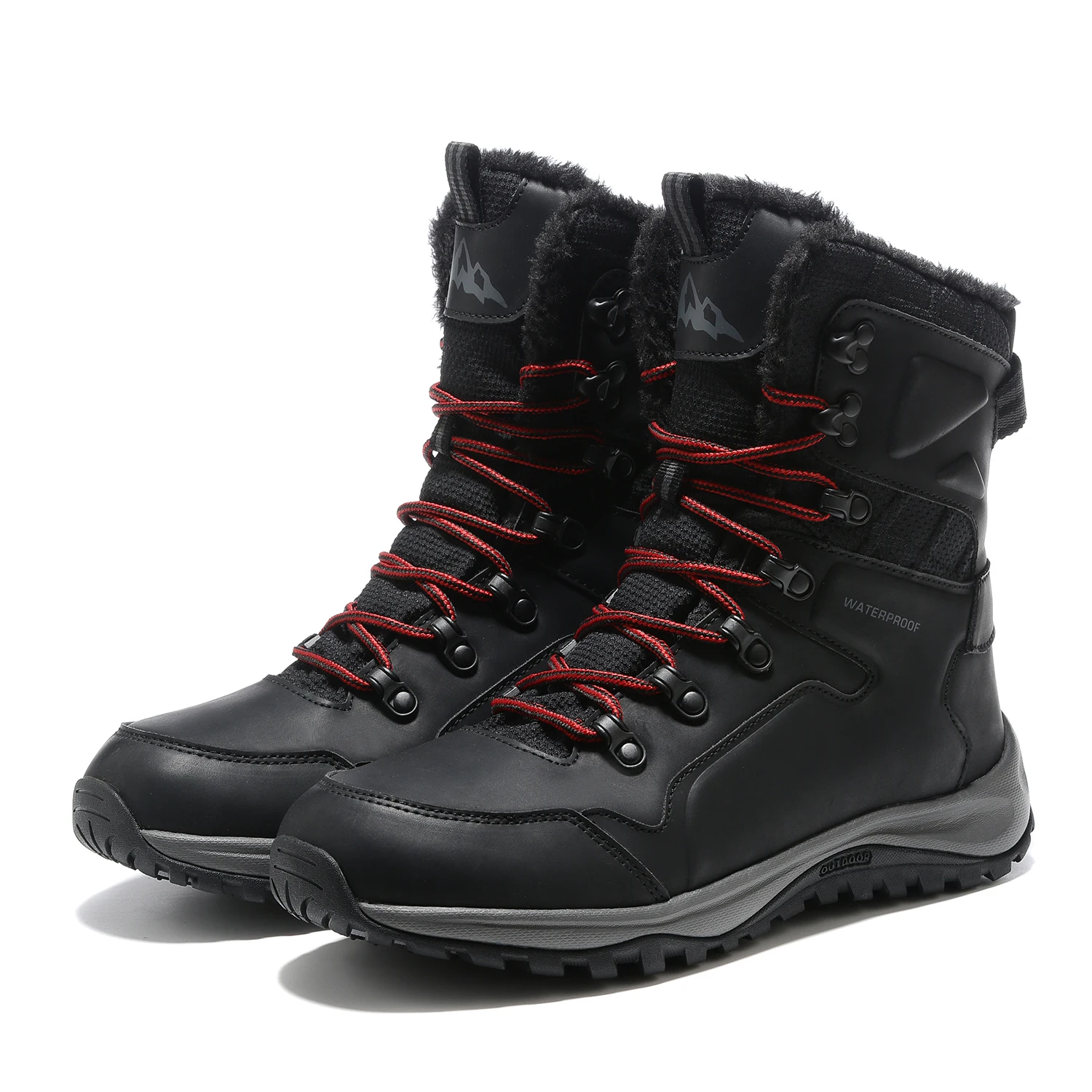 

Men`s winter anti-slip waterproof Wool liner combat hiking boots mens shockproof mountaineering skiing snow boots For-40C