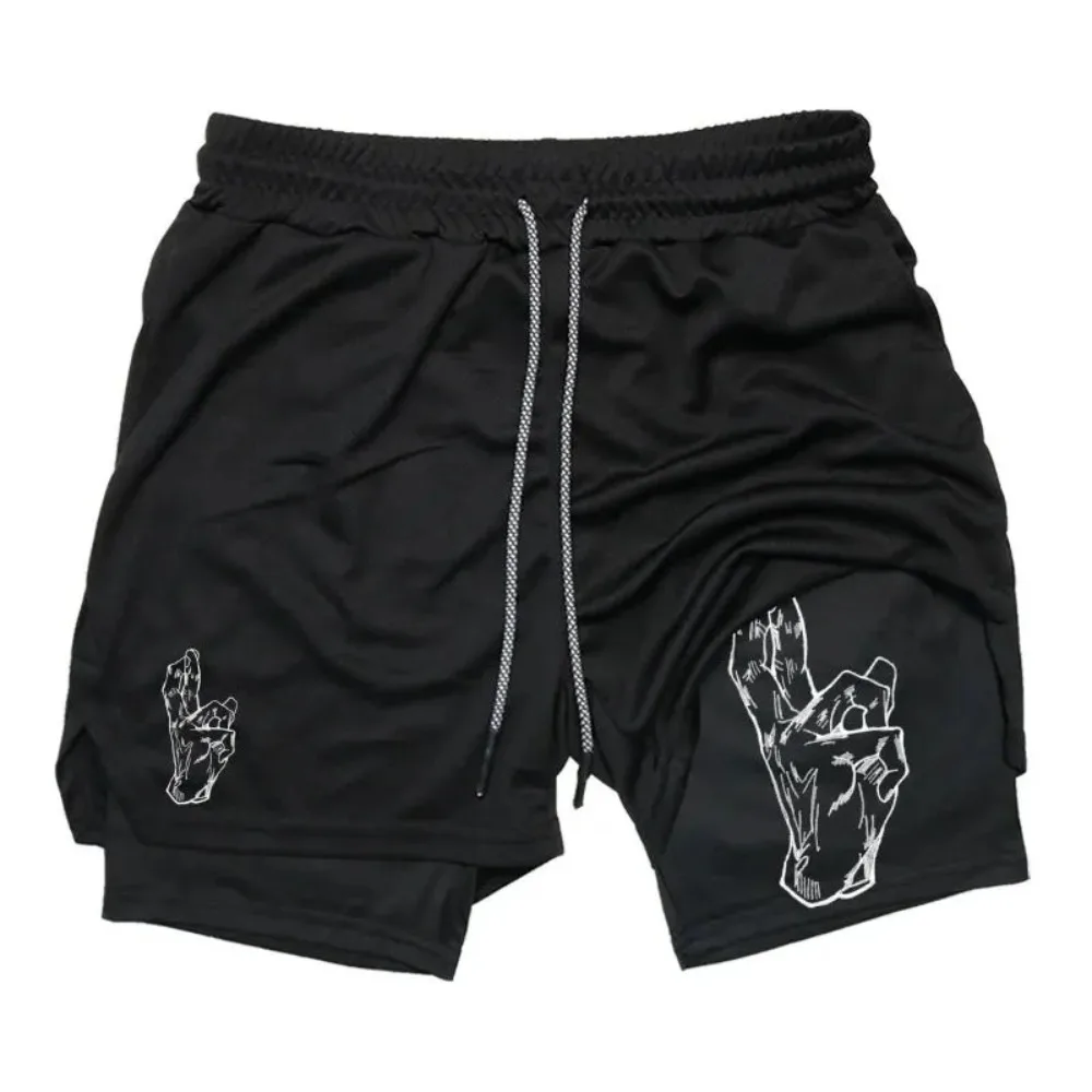 Jujutsu Kaisen Men's Double Layer 2-in-1 Shorts Gojo Satoru Toji Zenin Japanese Anime Summer Fake Two Piece Sports Shorts 1