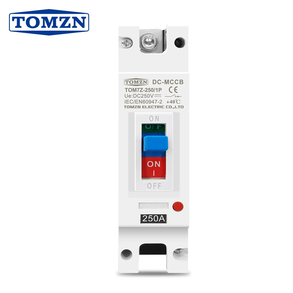 Tomzn-disjuntor Solar em Caixa Moldada Proteção contra Sobrecarga Protetor de Interruptores para Fotovoltaicos Solares Mccb 1p dc 250v dc