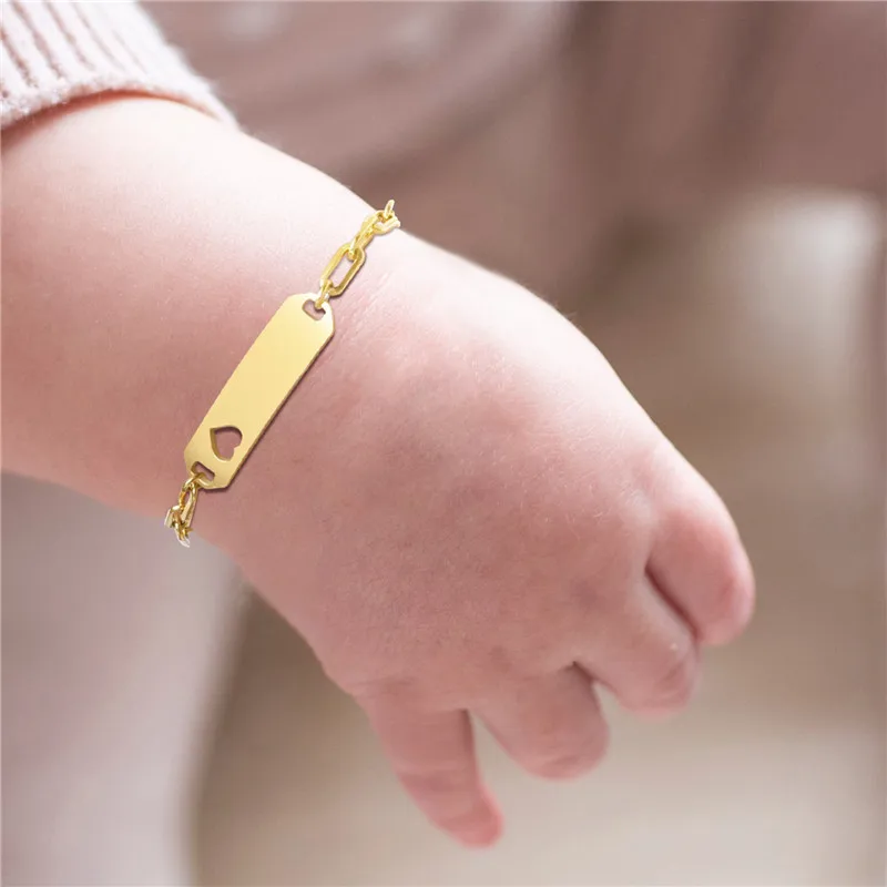 

Personalized Stainless Steel Newborn Baby Bracelet Name Customized Figaro Chain Link Wristbands for Gilrs Boy Children Gifts
