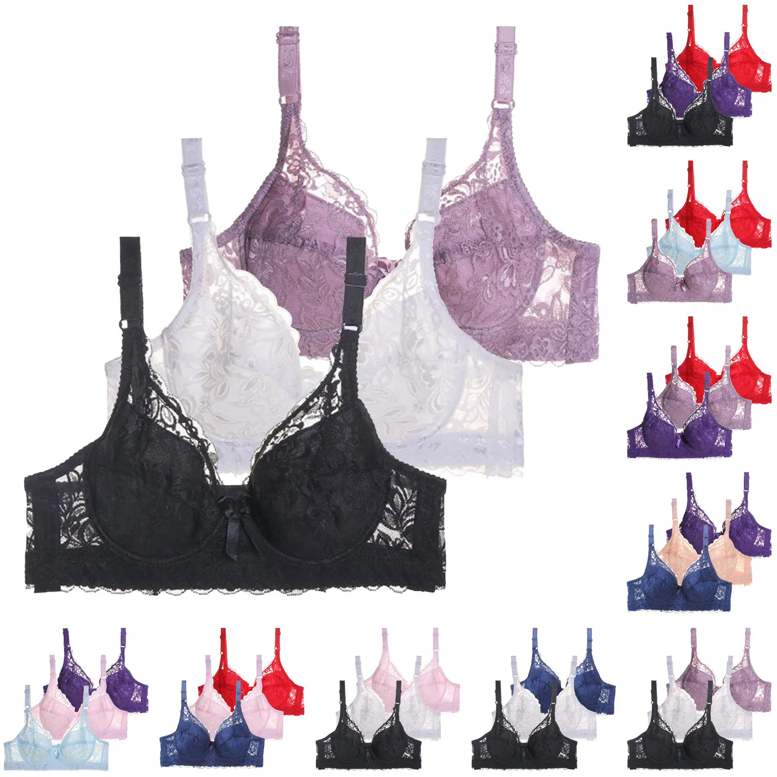 

pack of 3 women bras with underwire push up bra set women sexy bustier sports bra training bra