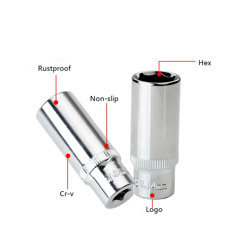 1/4" 6.35mm Drive Hex Socket Set Cr-v Alloy Rustproof Hexagon Ratchet Wrench Socket Head 50mm Long Key Sockets Joint Hand Tool