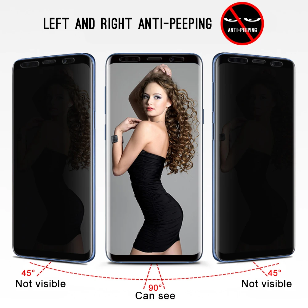 

Изогнутое противошпионское закаленное стекло для Samsung Galaxy S23 S20 S22 Ultra S10 S9 S8 Plus S10E Защитная пленка для защиты экрана