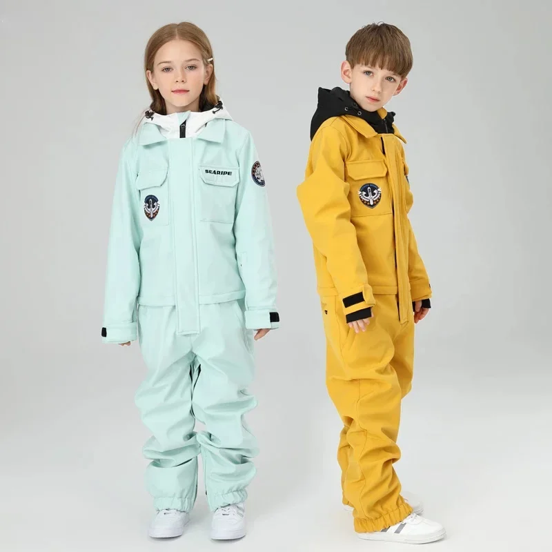 Children Ski Suit Skiing Jumpsuit Boys Girls Winter Outdoor Warm Windproof Waterproof Snowboard Suit Kids Ski Overalls Snow