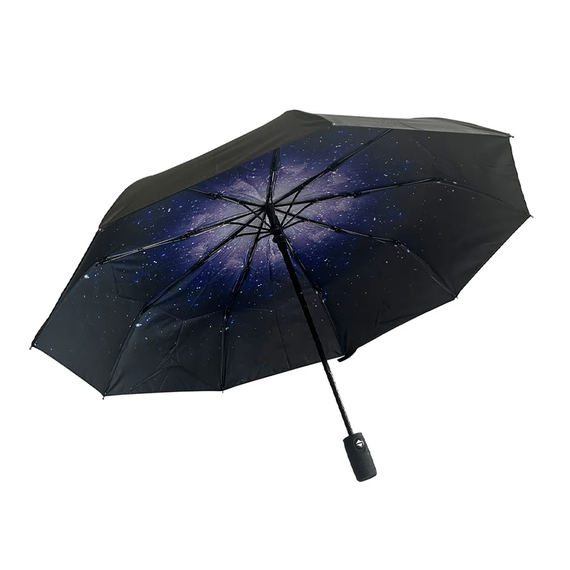 מטריה נסיעה אוטומטית עמידה ברוח קומפקטית, קומפקטית וניידת, עם סרטים מחוזקים, מתאימה לאור השמש. 42 אינץ 'דובדבן