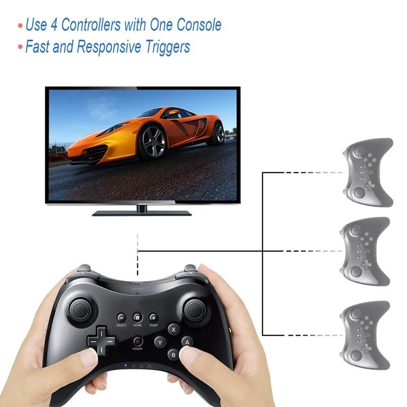 For Wii U Pro Controller Compatible Nintendo USB Classic Dual Analog  Bluetooth Wireless Remote Controle For WiiU Pro U Gamepad