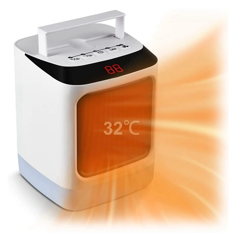 

HOT！-Fan Heater Portable Electric Heater With 2 Heat Settings And Night Light Space Heater For Bedroom Living Room EU Plug