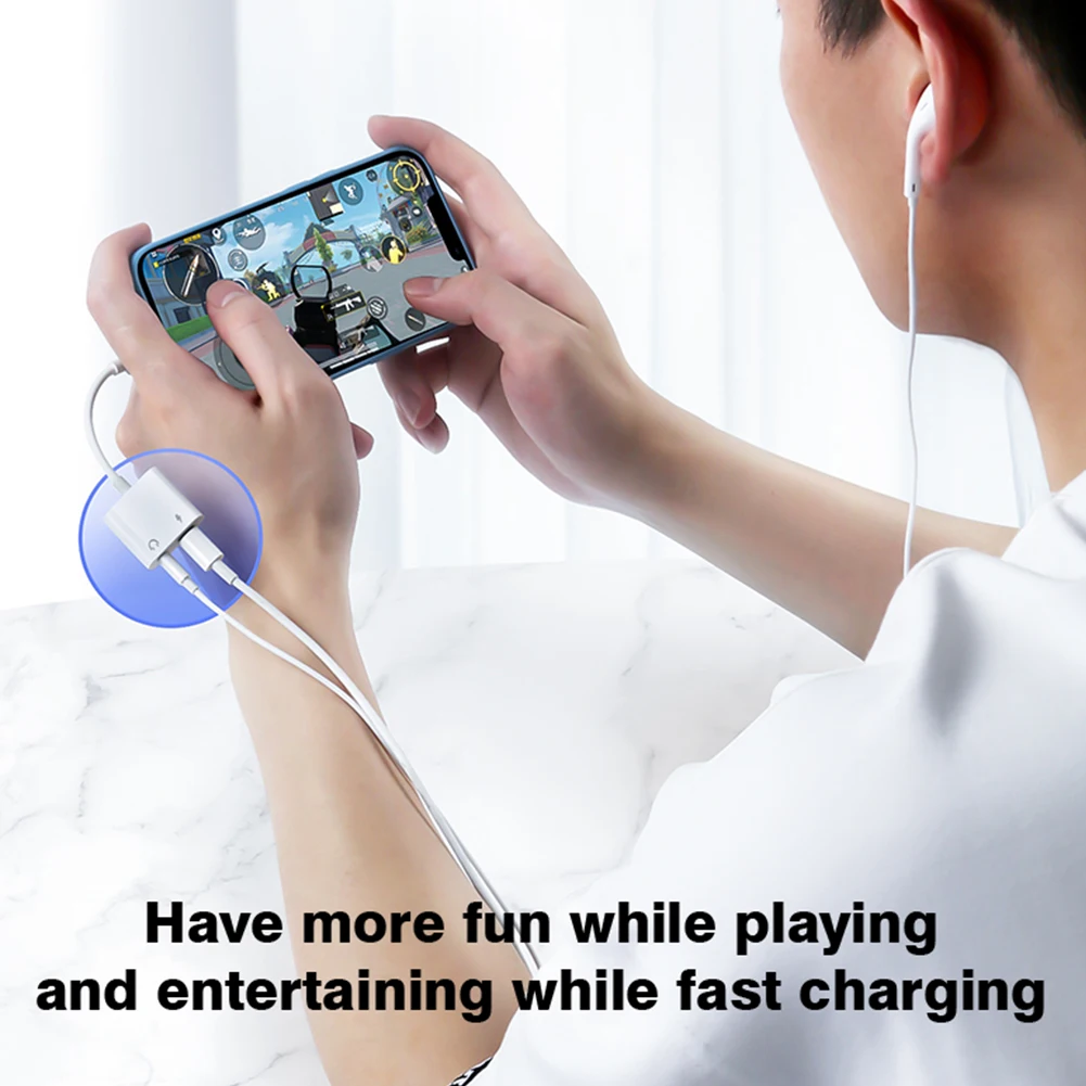 Byscoon 2 في 1 سماعات جاك مهايئ شاحن كابل AUX آيفو...