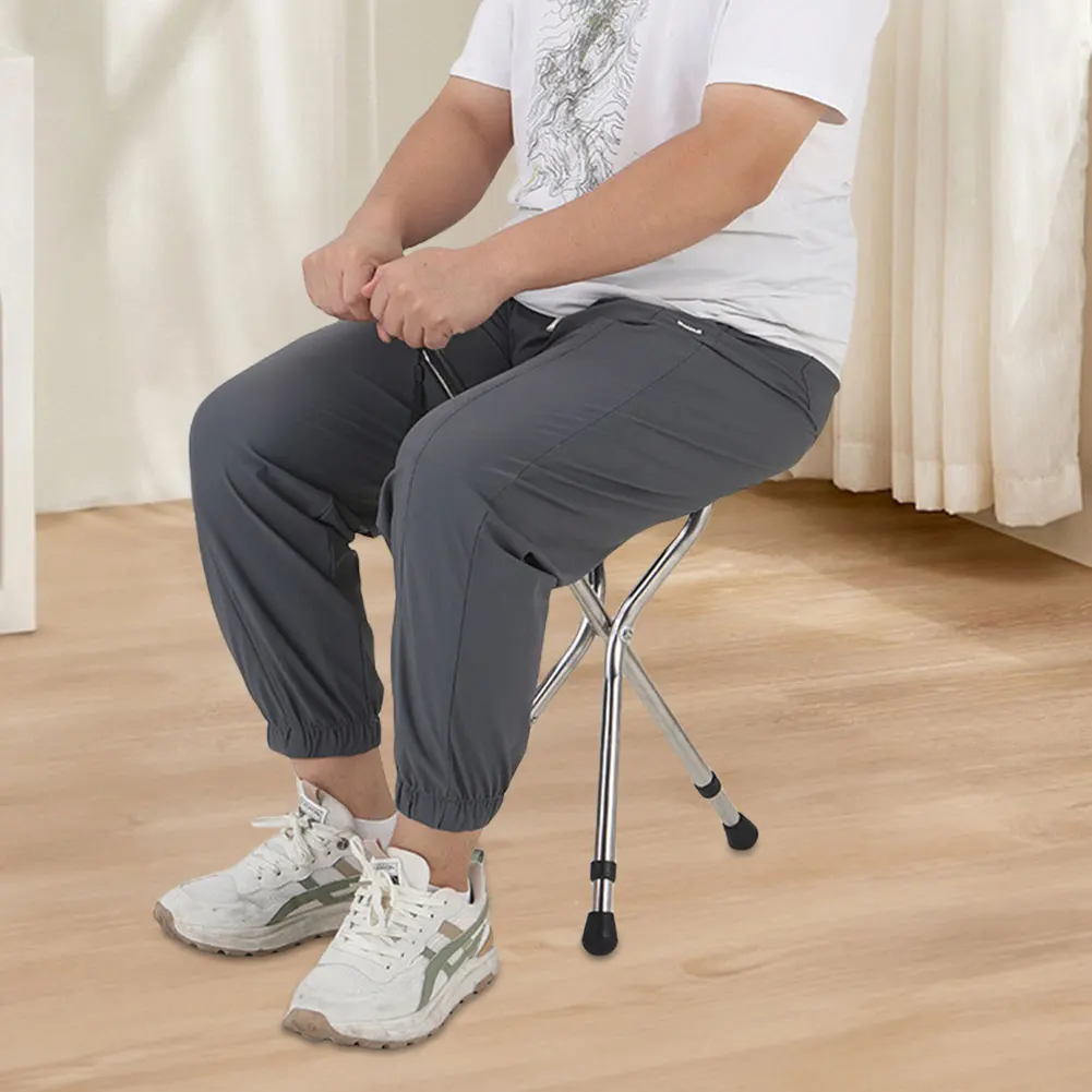 Folding Walking Cane with Seat for Seniors & Adults Adjustable Crutch Chair 300 Lbs Capacity Portable 3