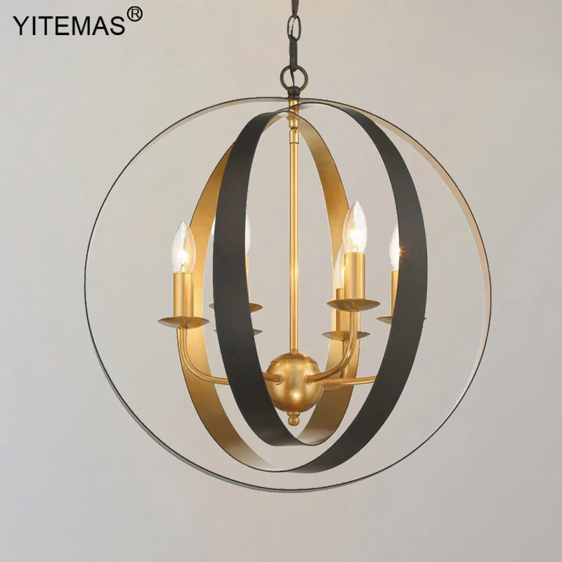 

4 Lights Round Chandelier Black Diy Sphere Chandelier Gold Dining Room Bedroom Hanging Lighting Entryway Hallway Kitchen Island