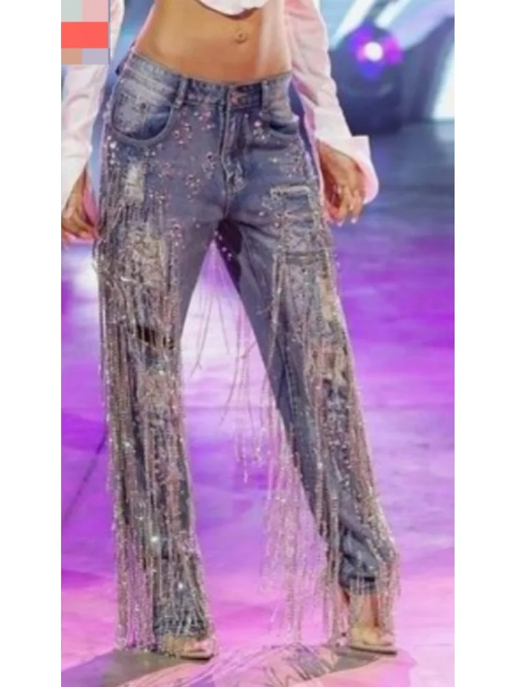 

Женские джинсы в стиле ретро, Синие рваные джинсы, привлекательные Женские повседневные джинсы с высокой талией и широкими штанинами