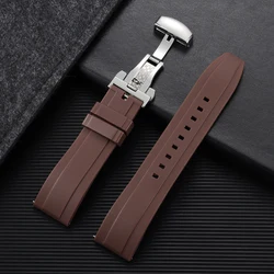Quick Release Waterproof Silicone Watch Band with Butterfly Clasp - 24mm (ButterflyBrown)