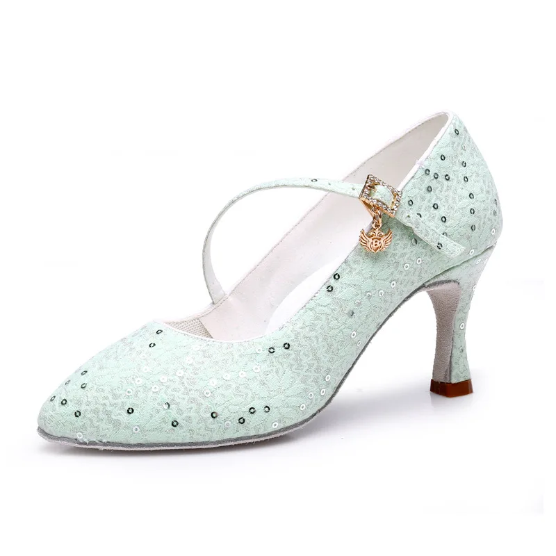 Sequin Adult Women Indoor Modern Dance Navy Dance Sneakers Latin Dance Shoes Ballroom Dancing Waltz Tango Shoes