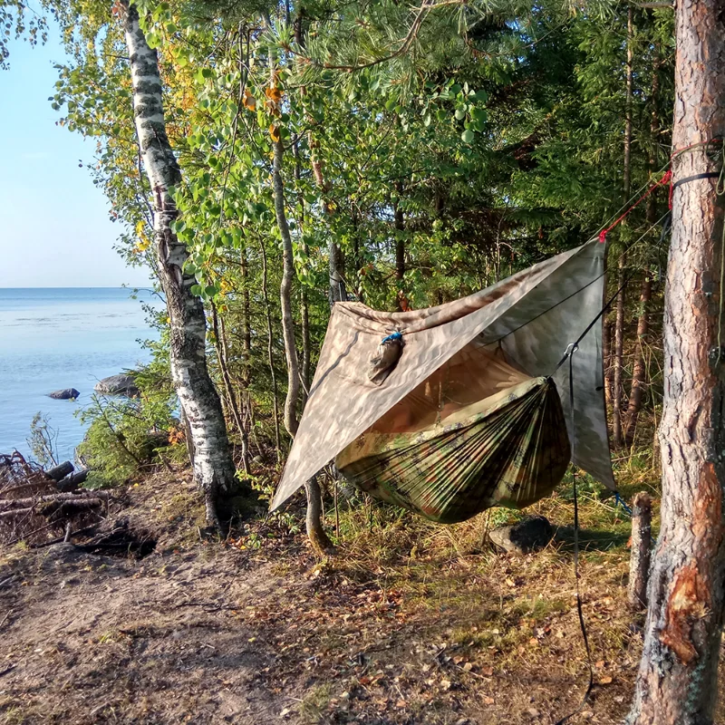 260x140cm Outdoor Double Camping Hammock with Mosquito Net and Rain Fly Tarp Lightweight Parachute Hammocks for Travel Hiking 6