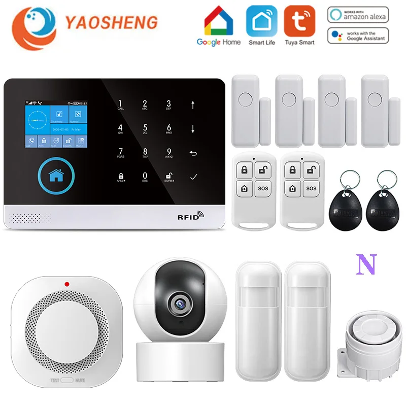 elderly emergency button Wireless WIFI GSM Home Security Alarm System For Tuya Smart Life APP With Motion Sensor Detector Compatible With Alexa & Google ring alarm pad Alarms & Sensors