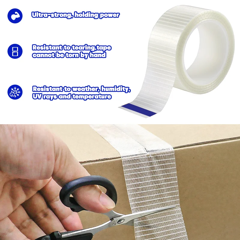 Fiber Tape Tape Strong Mesh Fiberglass Reinforced Transparent Single Side Adhesive Seal Packaging Fixed 25M