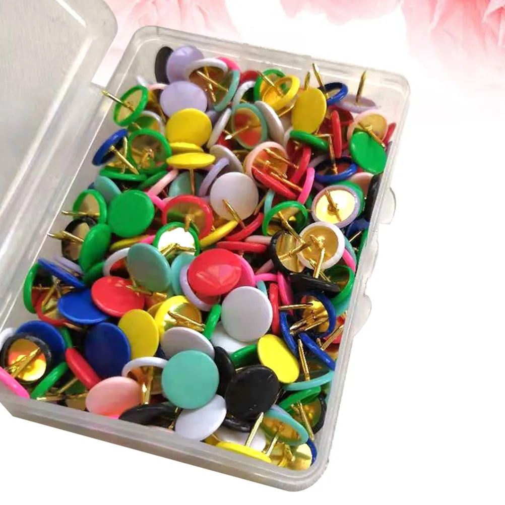 300pcs 다채로운 푸시 핀 플라스틱 플랫 드로잉 압정 장식 사무용품 게시판 코르크보드용
