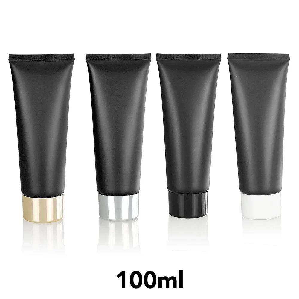 

100g Matte Black Squeeze Tube Empty Plastic Soft Bottle Cosmetic Lotion Makeup Cream Refillable Container 100ml