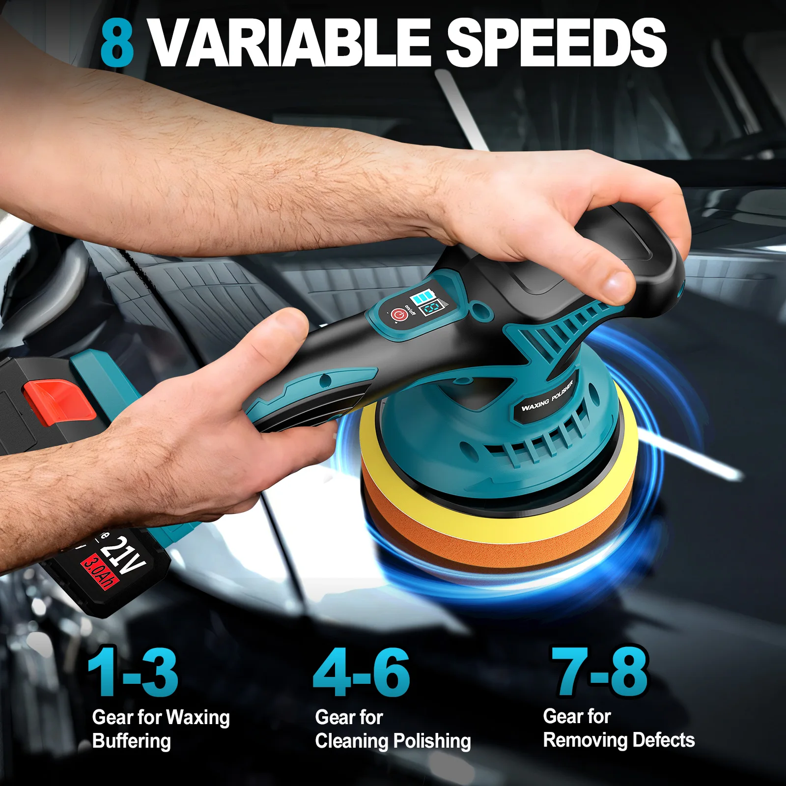 8 Gears Electric Car Polisher Machine Adjustable Speed Sanding Waxing Tools Auto er Polisher For Makita 18v Battery car polisher cordless car polisher electric polisher