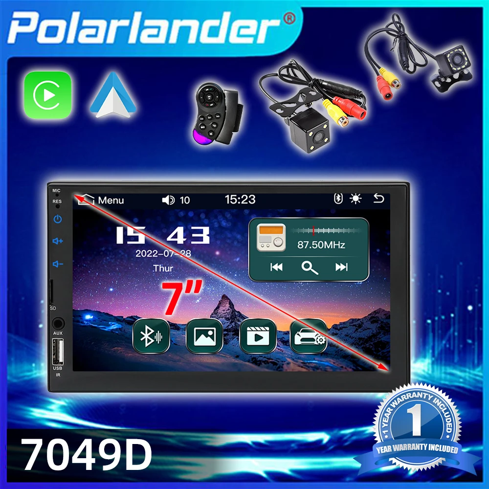 

Multimedia MP5 Player Touch Screen BT CARPLAY/Android Auto FM/USB/AUX/TF 2 Din 7 Inch Rear View Camera Car Radio MirrorLink