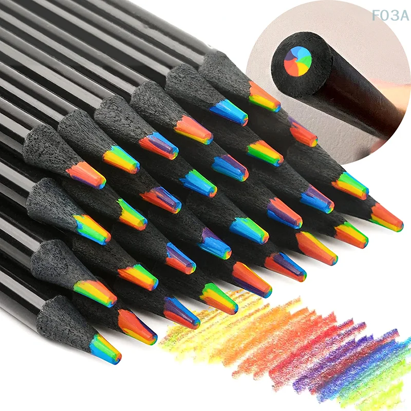 

1Pc Kawaii Rainbow Pencil 7 Colors Concentric Gradient Crayons Kids Gift Colored Pencils Art Painting Drawing Stationery