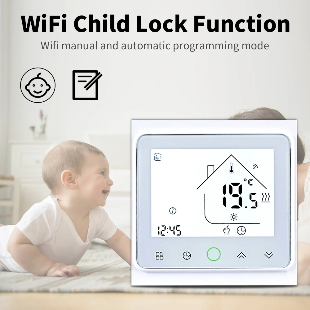 Smart WiFi Thermostat with Voice Control and Digital LCD Display