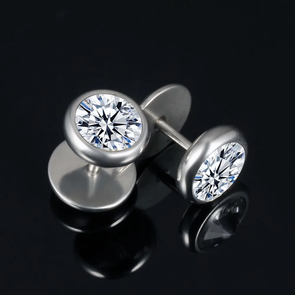 DARHSEN Earing for Men Silver color Stainless Steel Boy Male Stud Earrings Charms Fashion Jewelry White Black 5