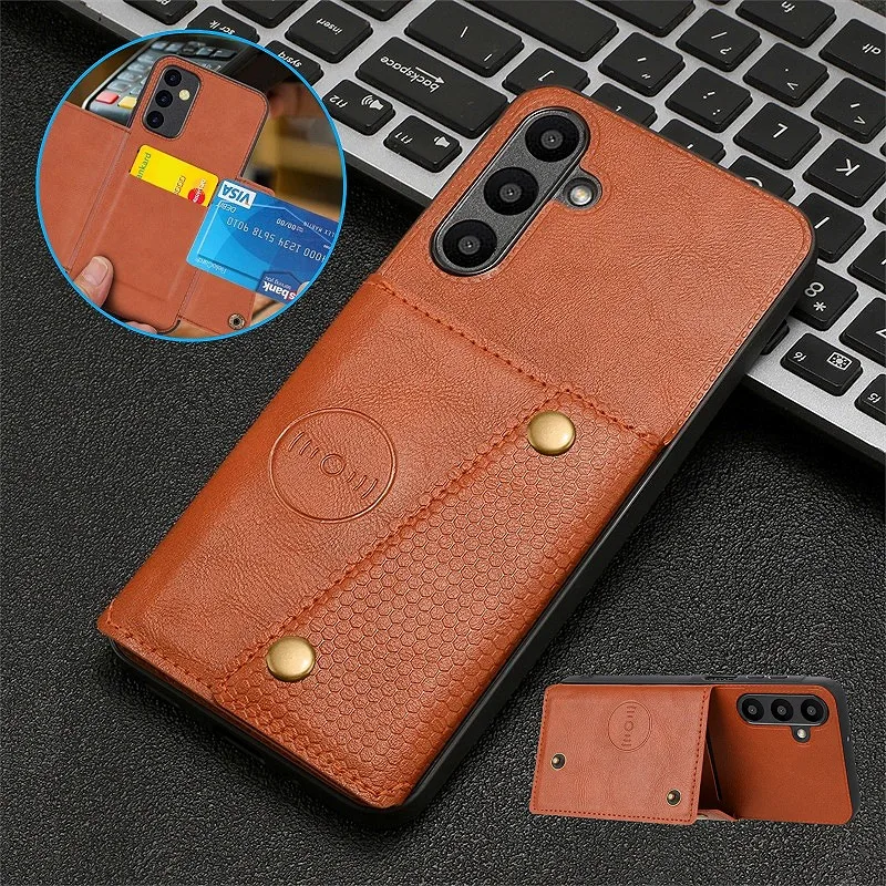 Leather Wallet Case with Car Holder and Card Slot Cover