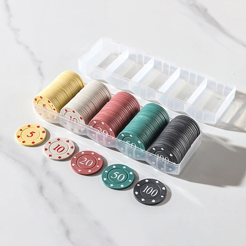 100 Chips Holder 5 Grids Organizer Display Cabinet Professional Acrylic Poker Chip Holder Tray Holds Party Game poker chips