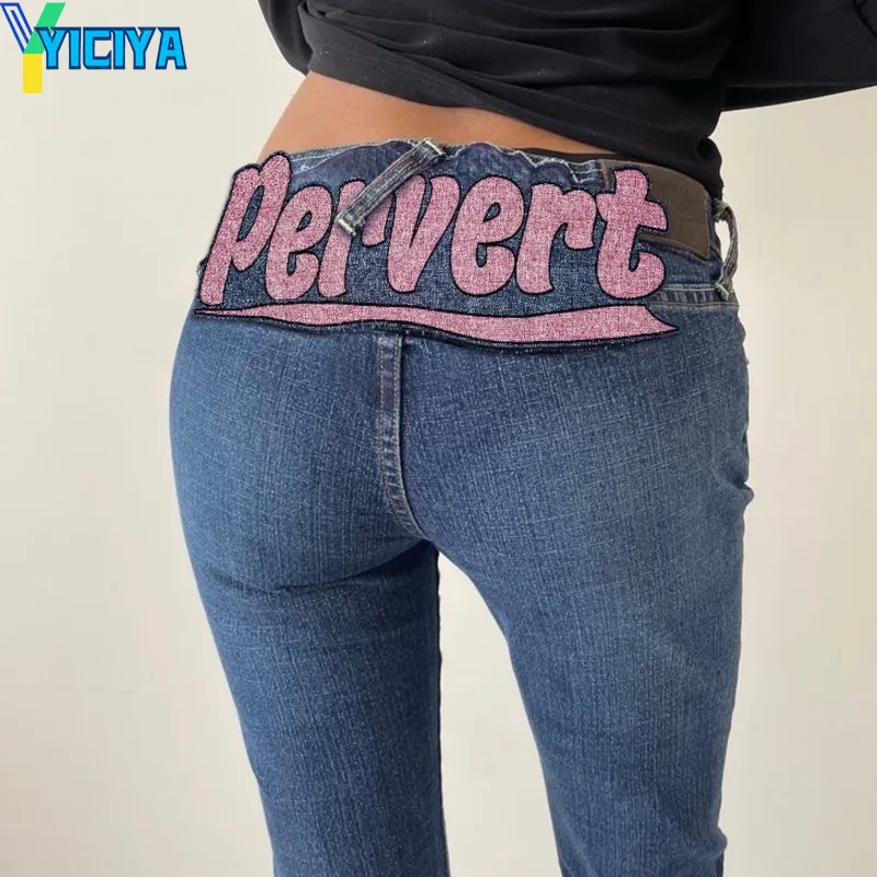 YICIYA Y2K cargo Jeans Flare Pants Jean Gothic Style Hip-hop Street Trend Clothes Retro Low waist Wide Leg Pants Trousers 2024 pink multi pocket overalls jeans female y2k punk hip hop gothic loose fashion jeans 2023 autumn new american retro high street